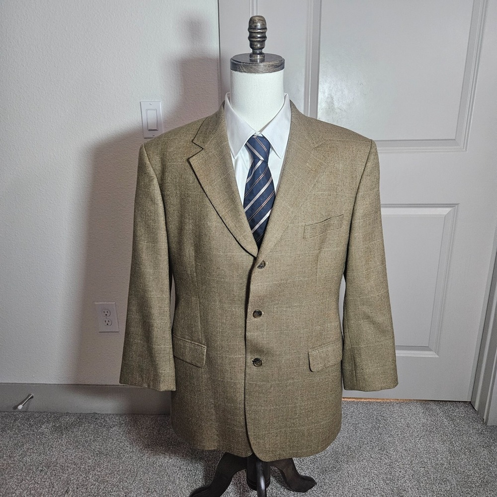 Lord West Size 44 100% Lamb Wool Suit Blazer Men Tweed Light Brown - Pls Read